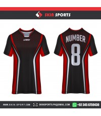 BLACK RED HONEY COMB   SOCCER JERSEYS